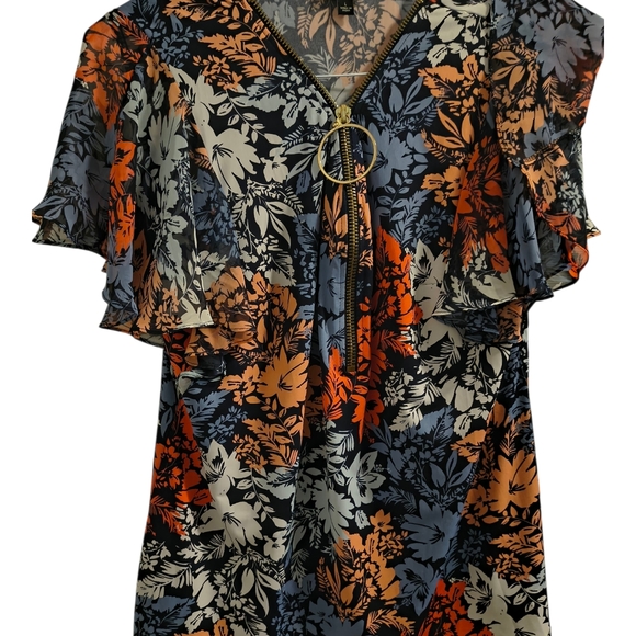 Floral Ruffle Sleeve Top - Picture 1 of 3